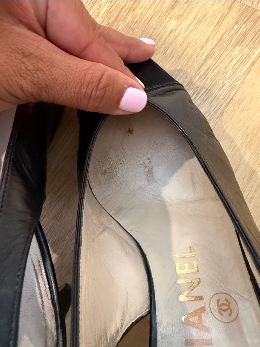 CHANEL Black Leather and Fabric Slingback Pumps - Picture 8 of 15